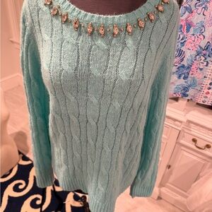 Lilly Pulitzer Turquoise Cable Knit Sweater